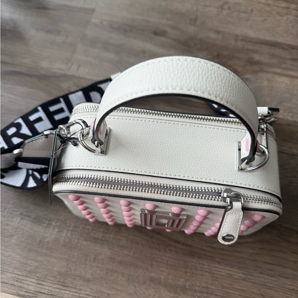 NWT Karl Lagerfeld White and Pink Studded Crossbody Bag - Picture 7 of 7